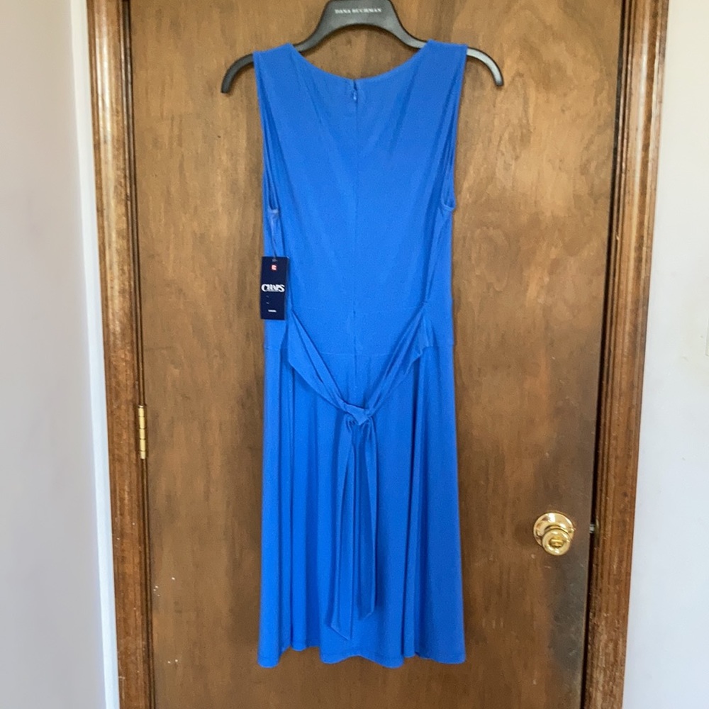 Chaps sleeveless fit and flare dress ties in back size L - Picture 10 of 16